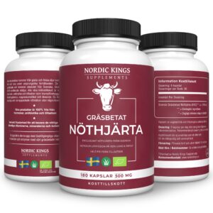 Nordic Kings - Gräsbetad Nöthjärta EKO 180 kapslar - Ekovital